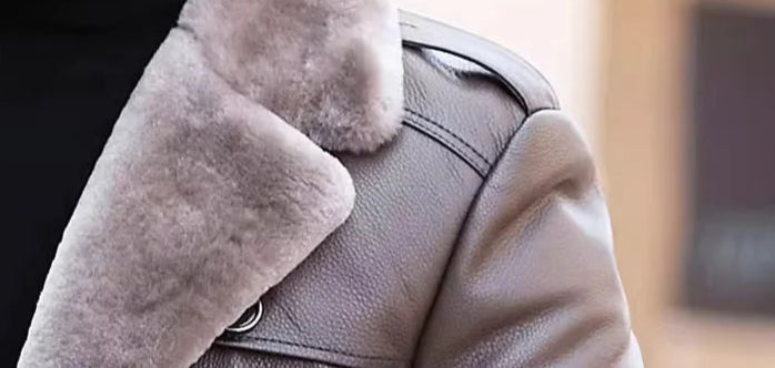 Genuine Leather Coats Mid-length Real Fur Liner Collar