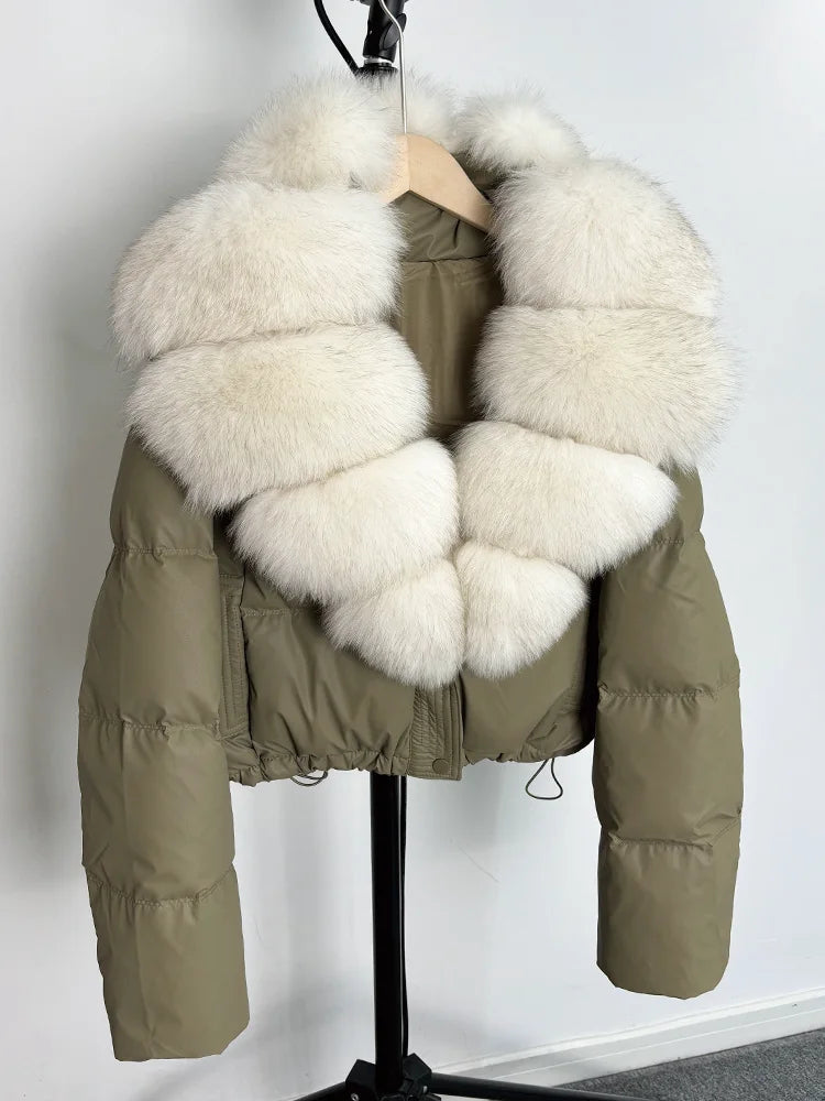 Real Fur Parkas Duck Down Short Puffer Jackets