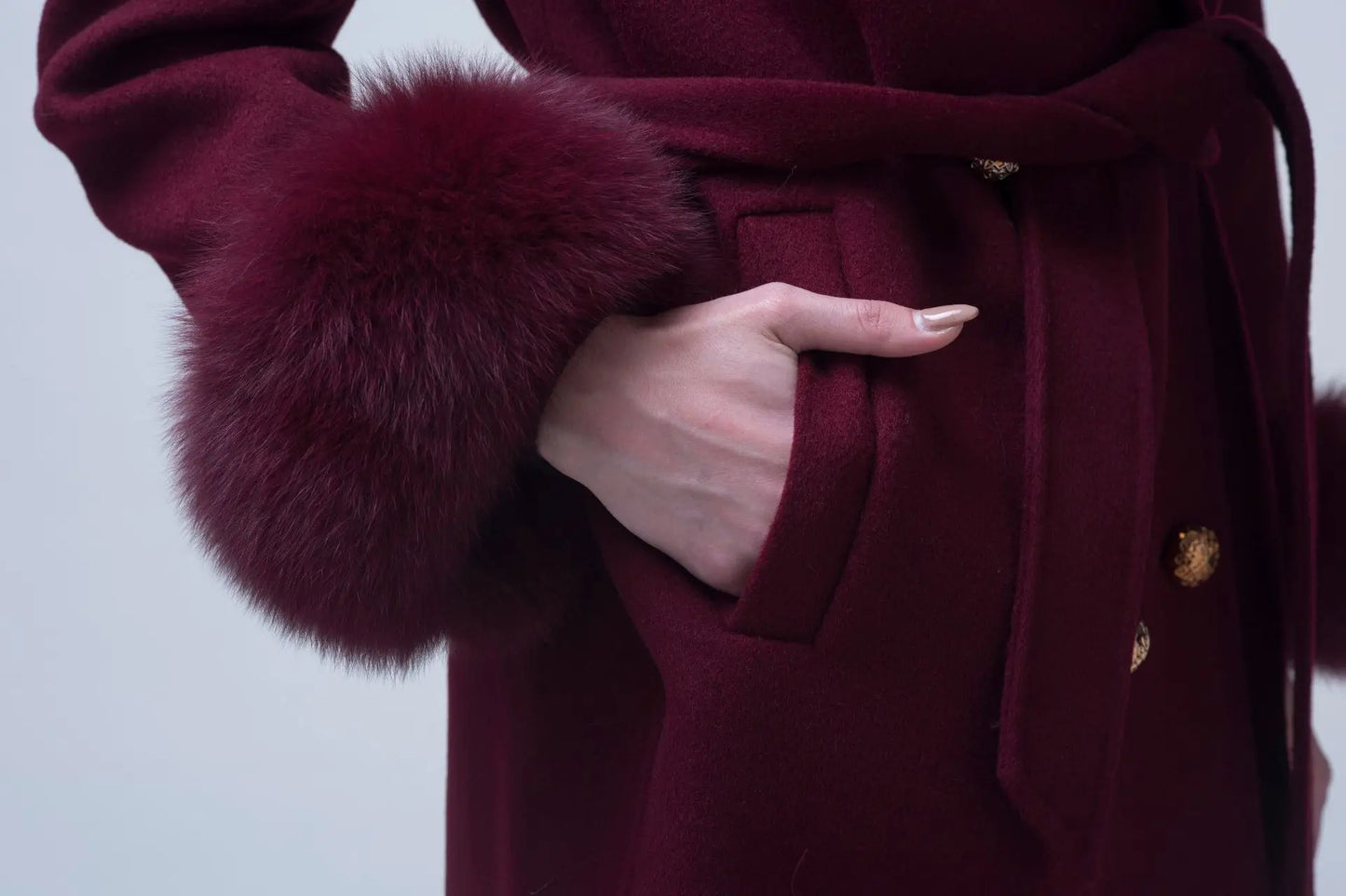 Fox Fur Detach Collar And Cuffs Wool Coats