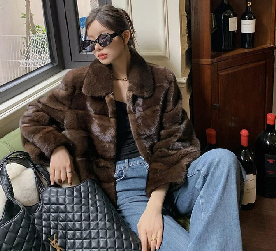 Short Real Mink Fur Coats