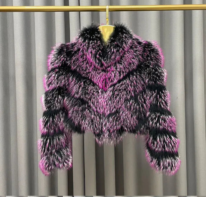 Pattern Dyed Real Fur Coats