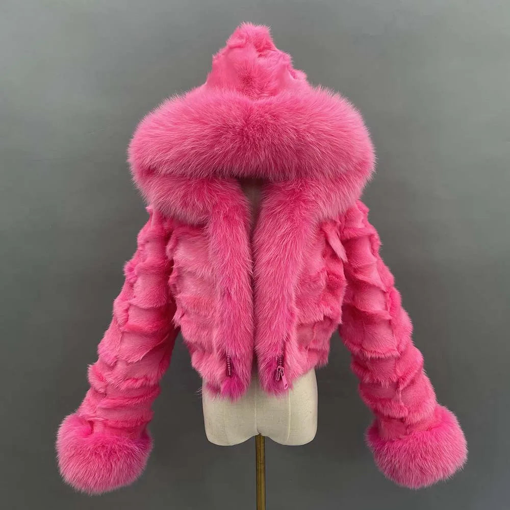 Hooded Short Real Fur Coats