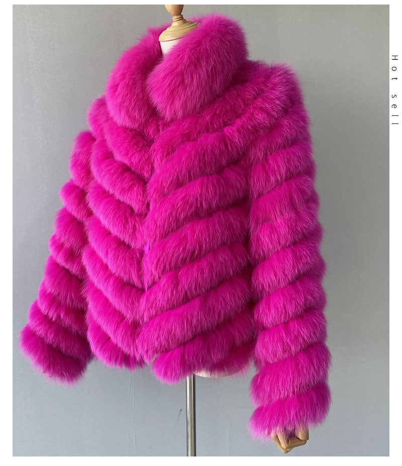 Reversible Knitted Real Fur Coats Silk Liner