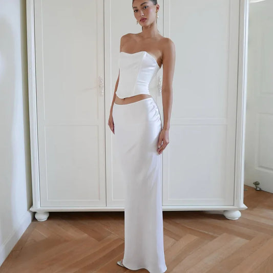 Corset Style Crop Top & Long Skirt Sets