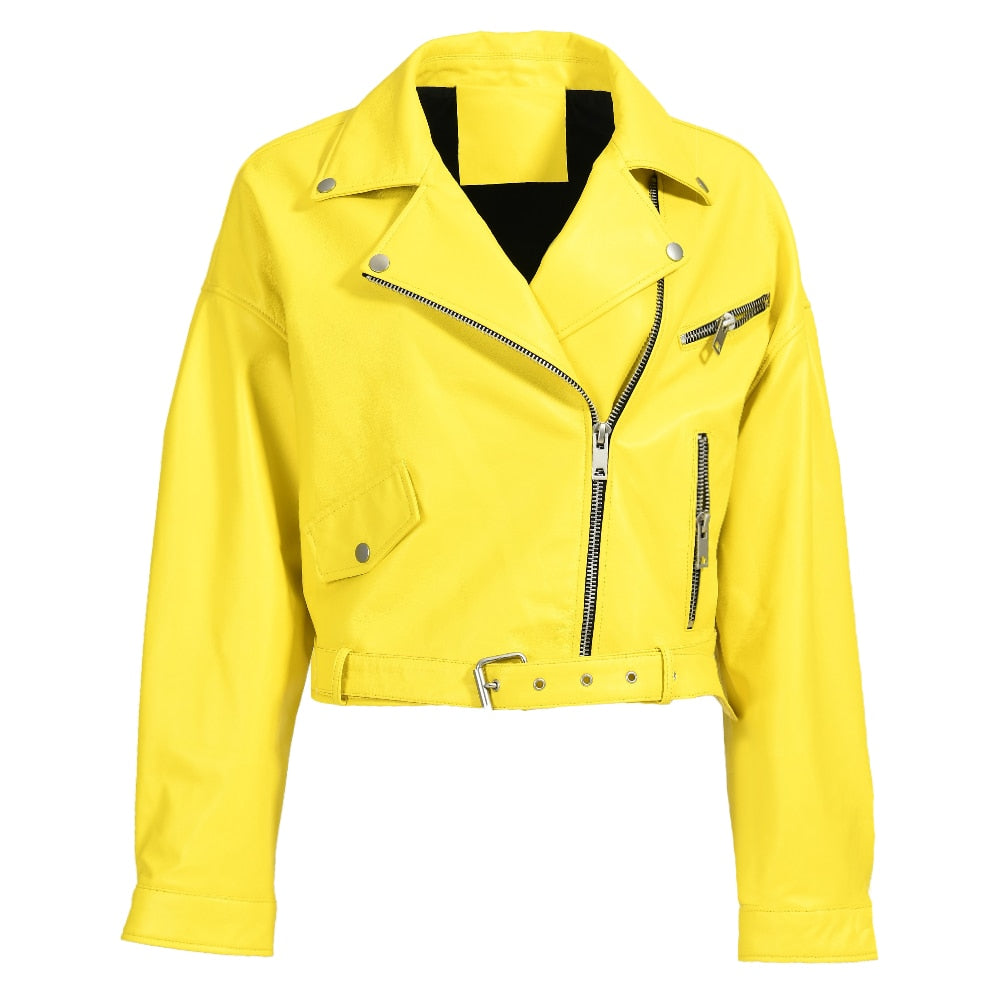 Genuine Leather Moto Jackets Crop (multi-colors)