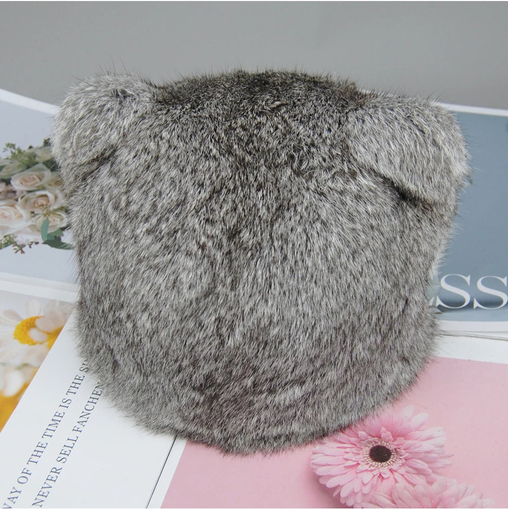 Luxury Real Fur Hat Cat Ears