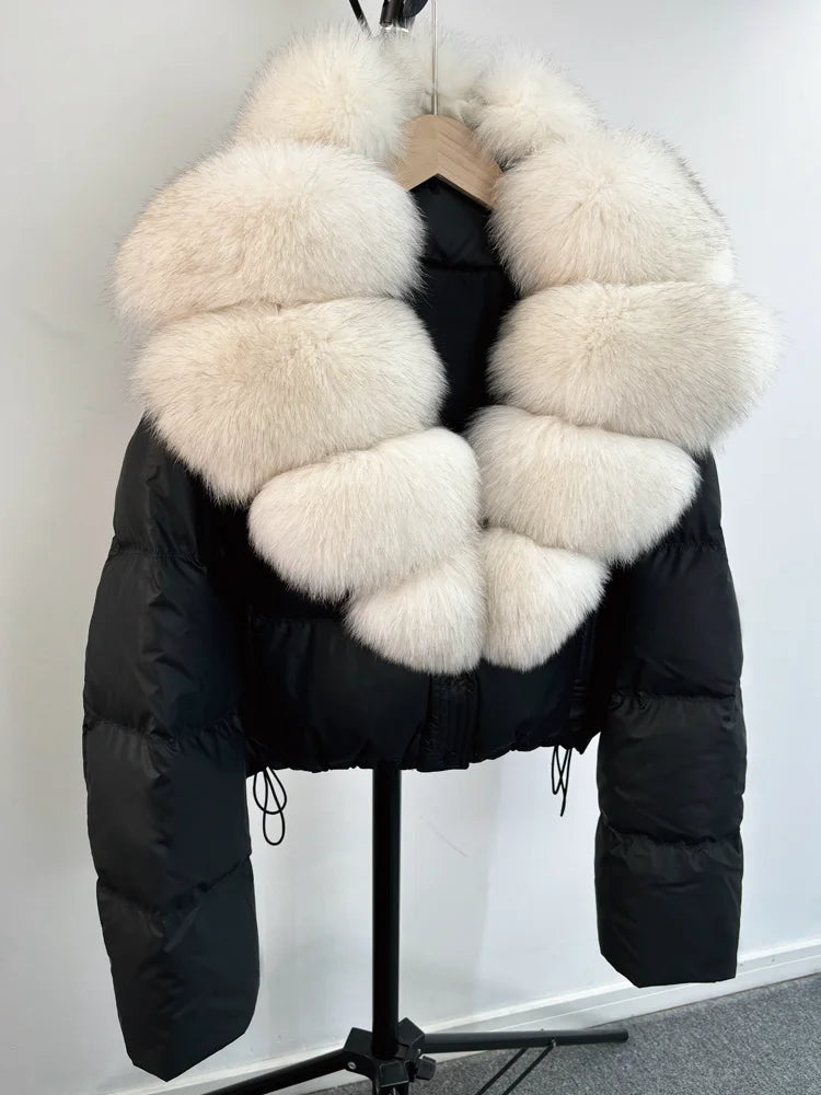 Real Fur Parkas Duck Down Short Puffer Jackets