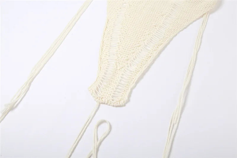 Irregular Knitted Strapless Crop Top & Mini Skirt Sets