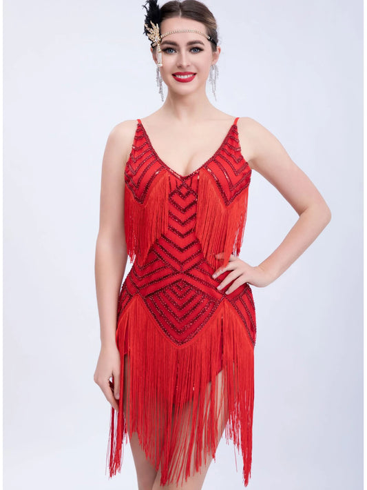 Vintage Style Sequin Tassel Mini Dresses