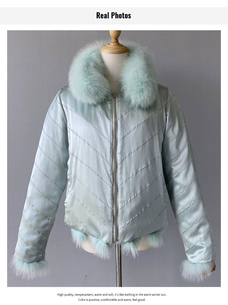 Reversible Knitted Real Fur Coats Silk Liner