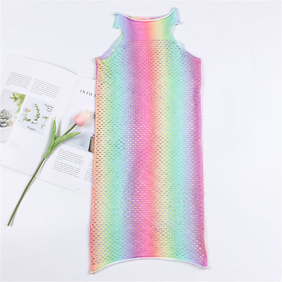 Colorful Hollow Tunic Beach Cover Up