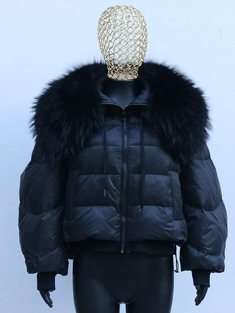 Real Fur Loose Duck Down Puffer Coats