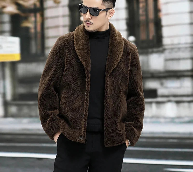 Reversible Genuine Leather Real Wool Sheared Fur Coats