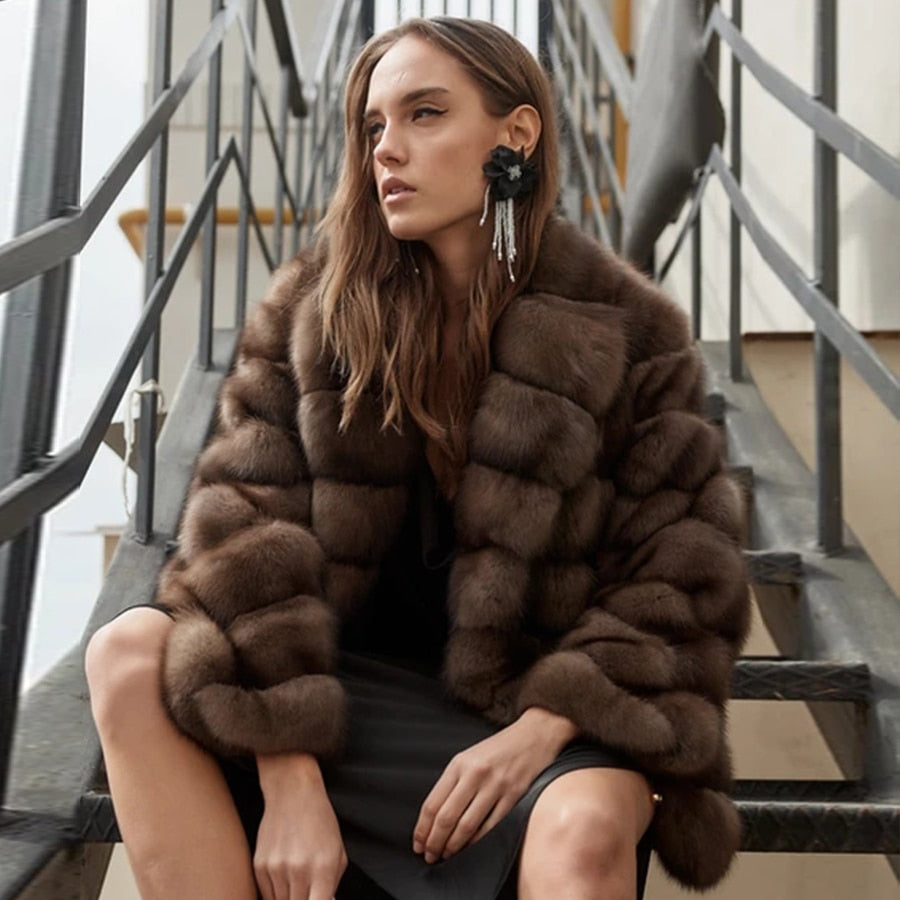 Luxury Pattern Real Fox Fur Coats