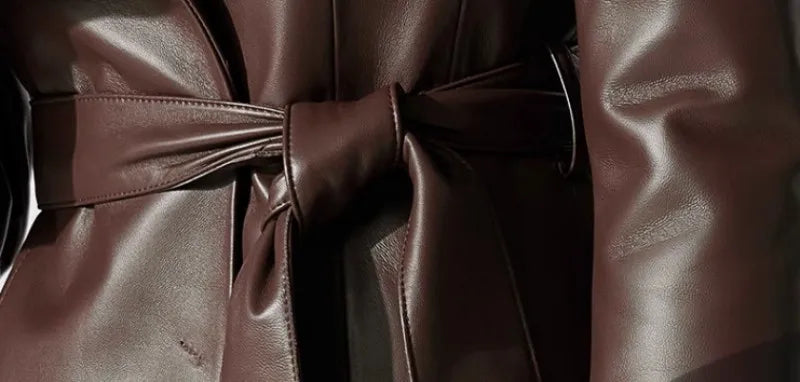 Long Genuine Leather Down Coat Real Fur Collar