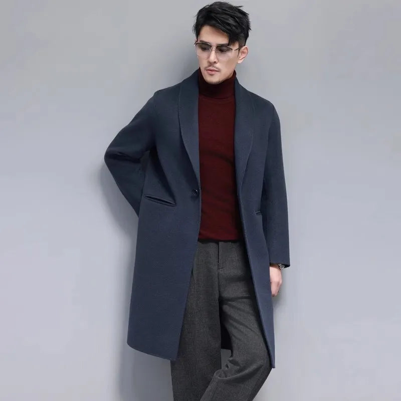 Long Wool Coat One Button Slim Fit