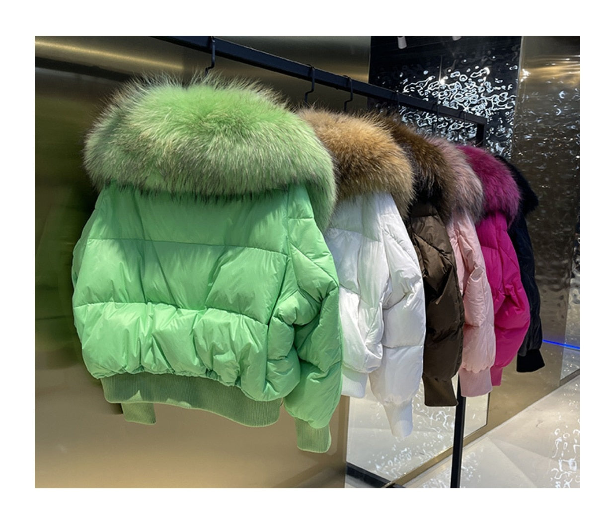 Real Fur Loose Duck Down Puffer Coats