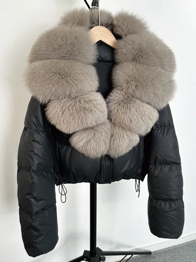 Real Fur Parkas Duck Down Short Puffer Jackets