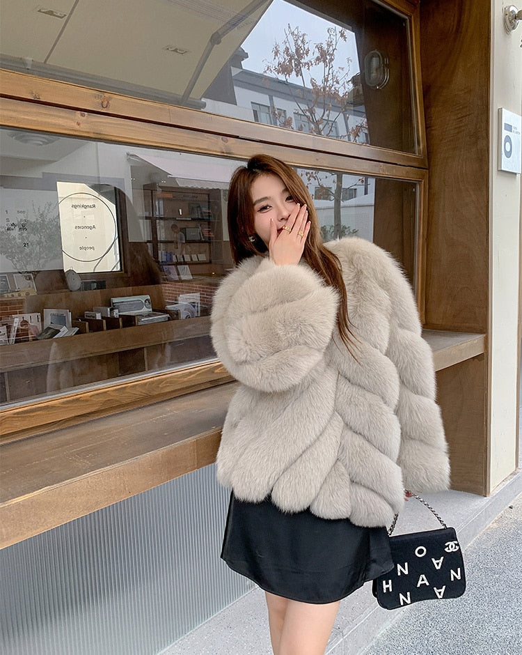 Luxury Pattern Real Fur Coats