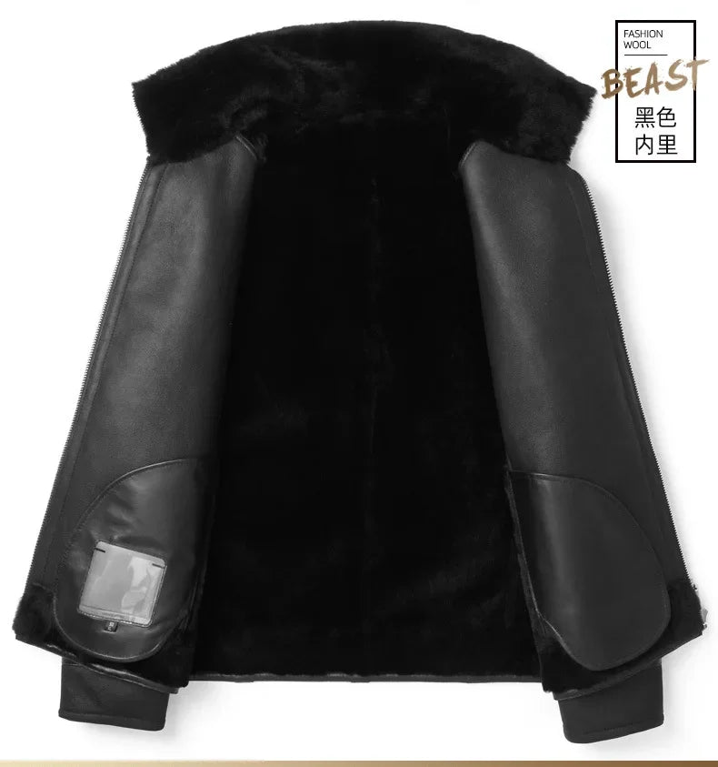 Genuine Leather Jackets Real Lamb Fur