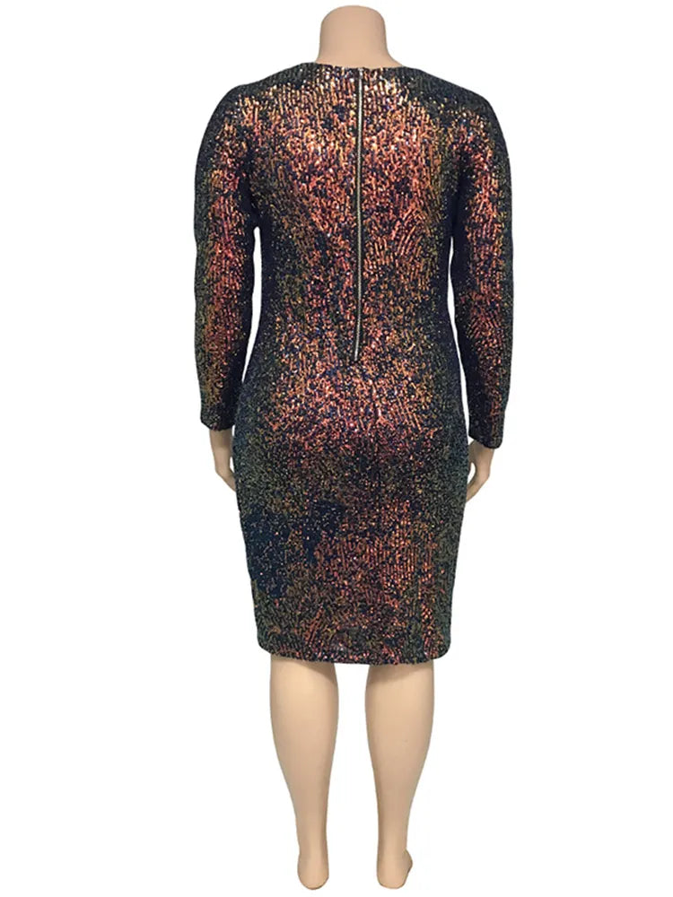 Sequin Long Sleeve Dress Plus Size