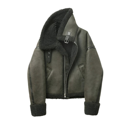 Moto PU Jackets Faux Fur Fleece