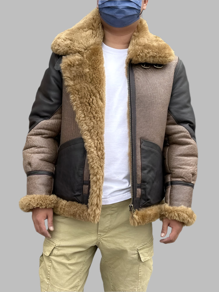 Genuine Leather Coat Real Fur Shearling Pilot B3