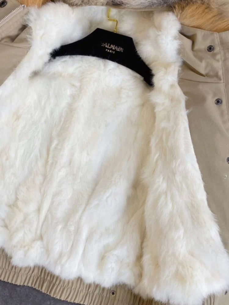 Real Fur Collar & Liner Multi Pocket Crop Coats