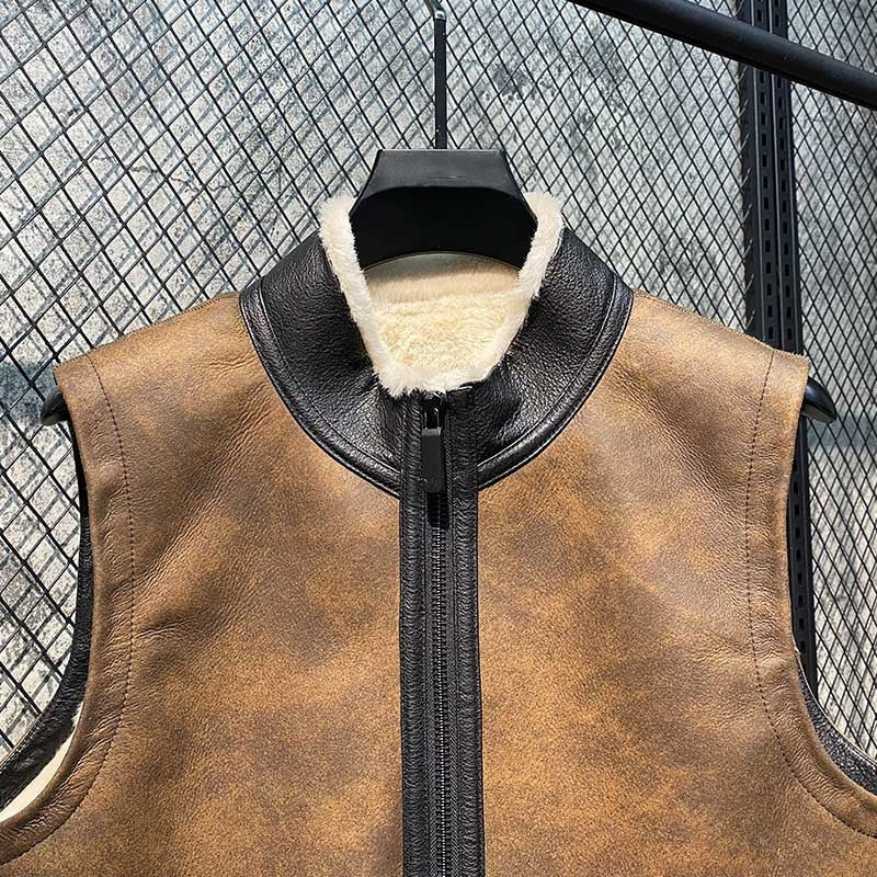 Genuine Leather Vest Shearling Lining