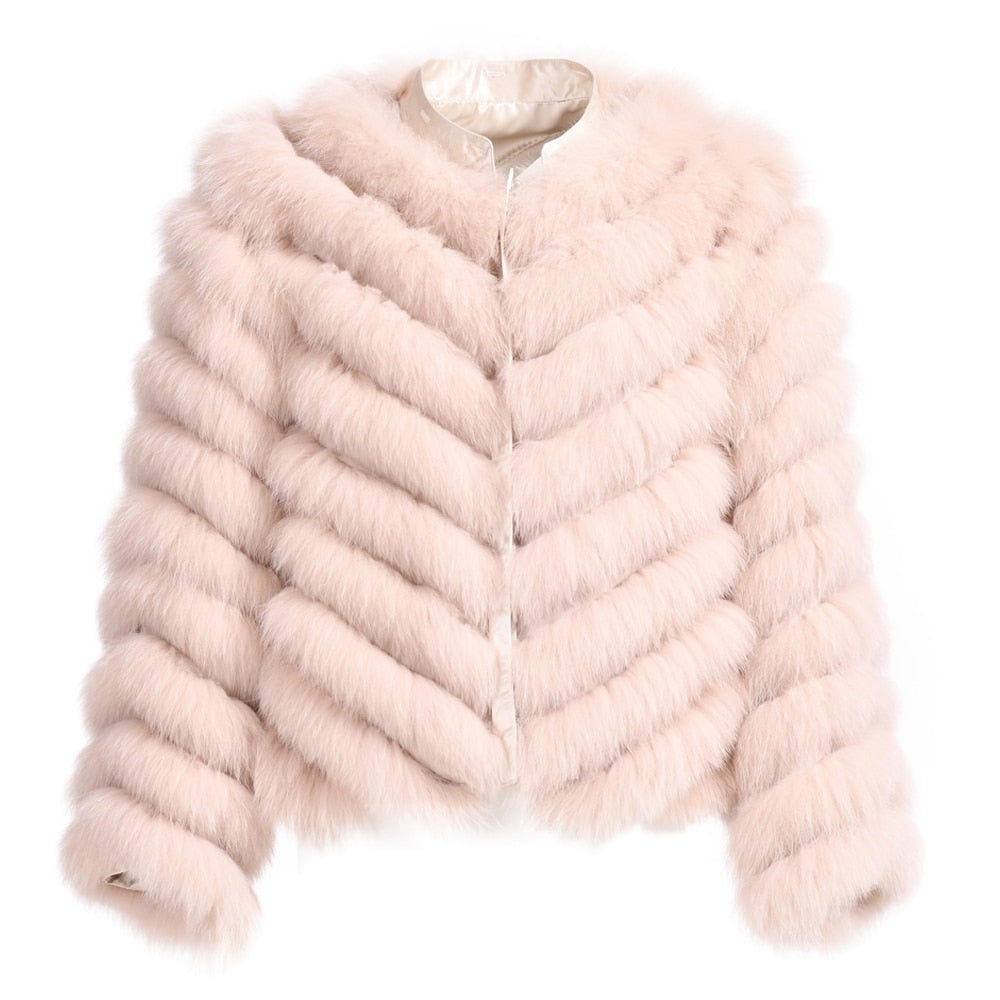 Reversible Knitted Real Fur Coats Silk Liner