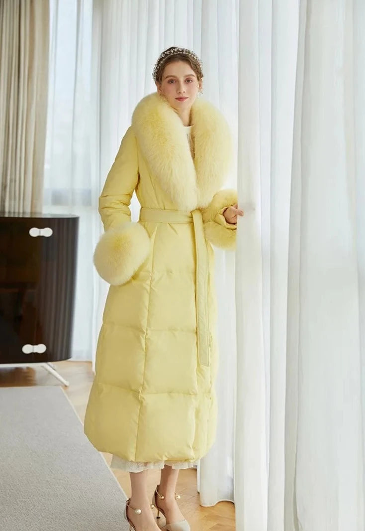 Luxury Duck Down Long Puffer Coats Real Fur