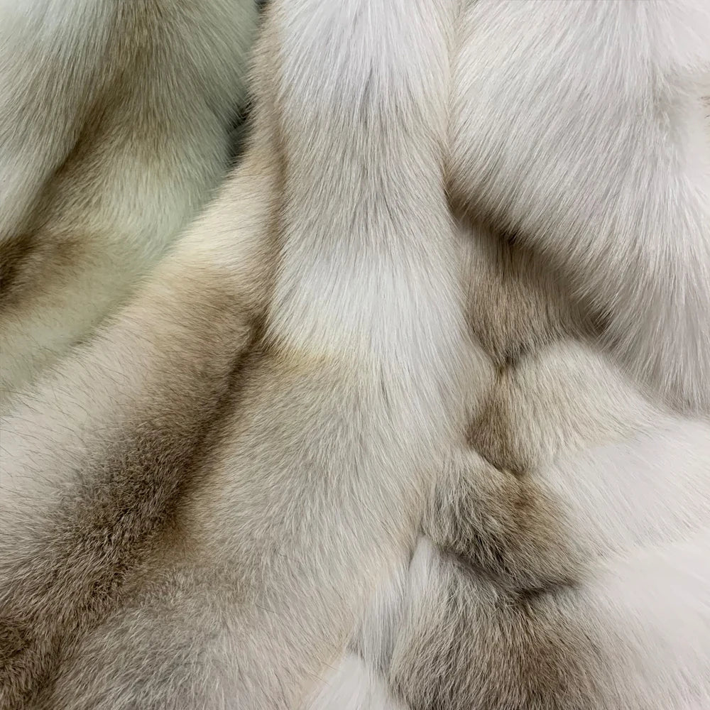 Pattern Real Fox Fur Coats X-Long Big Collar