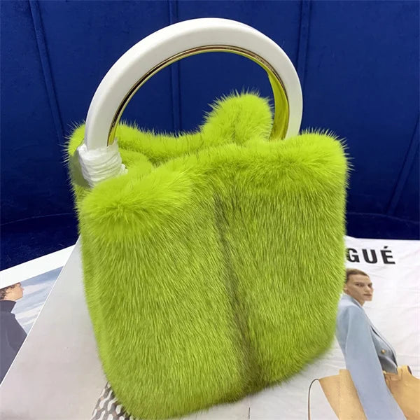 Luxury Real Mink Fur Handbag Purses