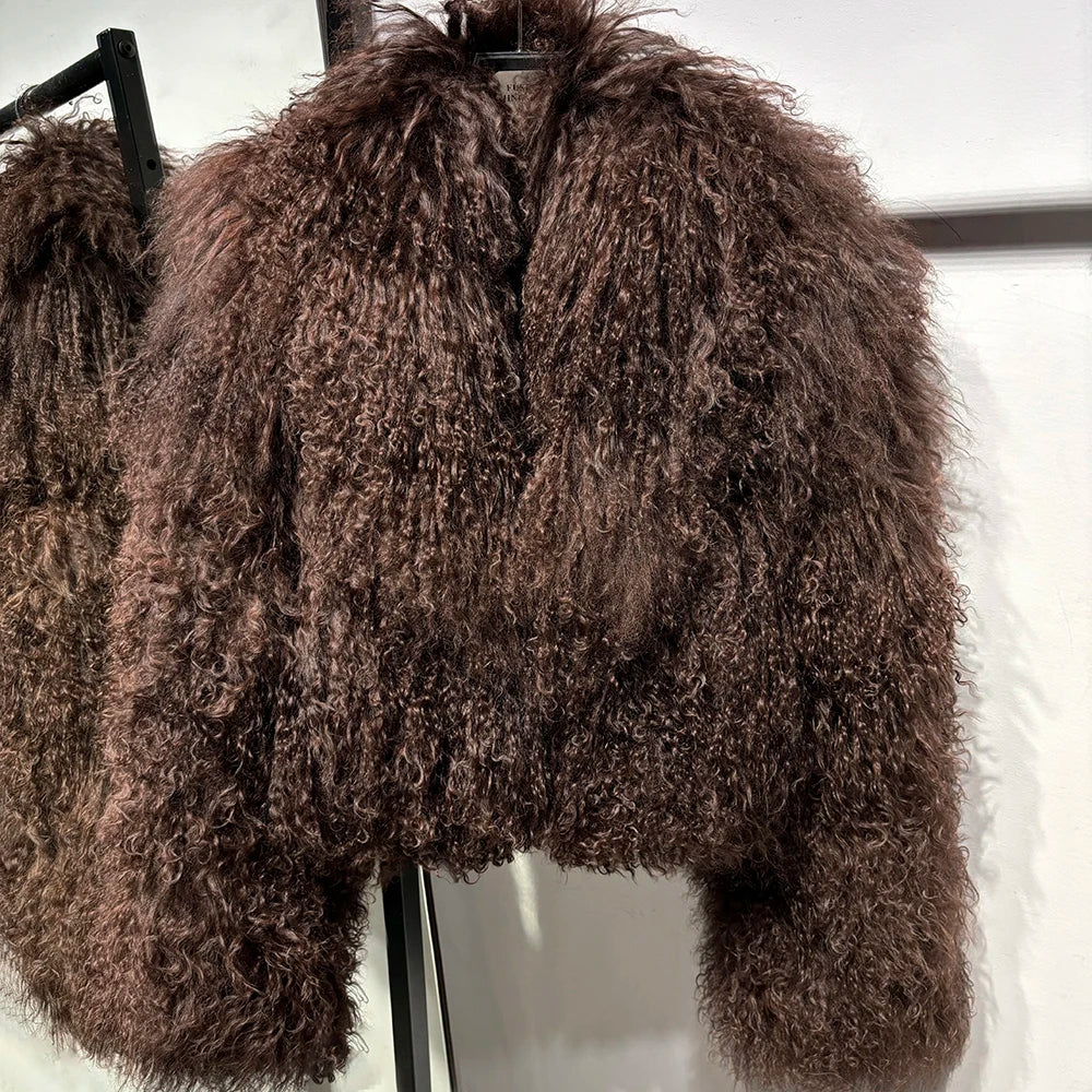 Short Real Mongolian Sheep Fur Coats Plus Size