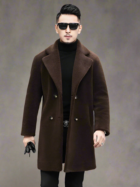 Genuine Lamb Fur Double Breasted Coats