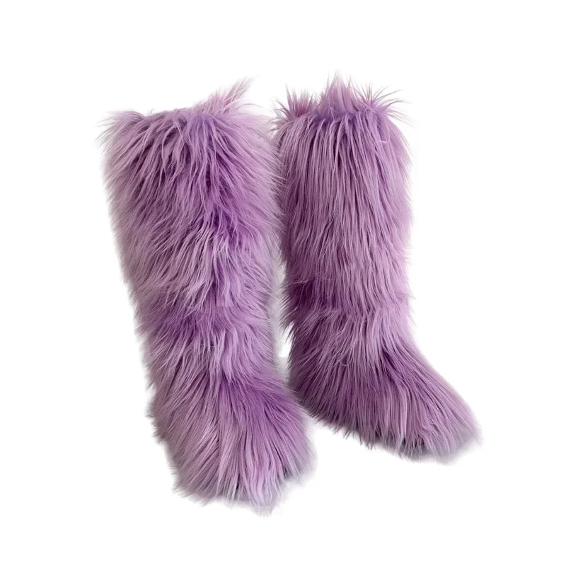 Faux Fur Knee High Snow Boots