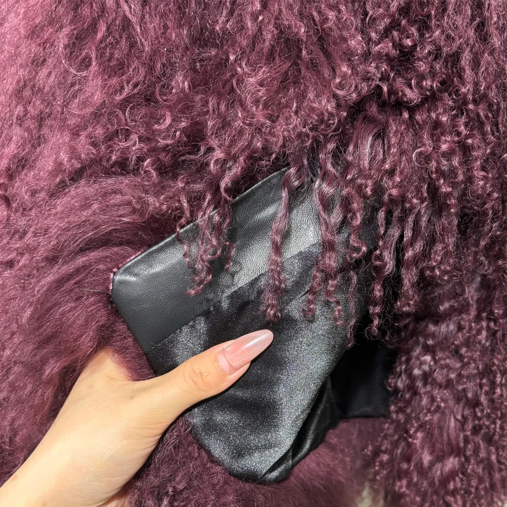 Cropped Real Mongolian Sheep Fur Coats