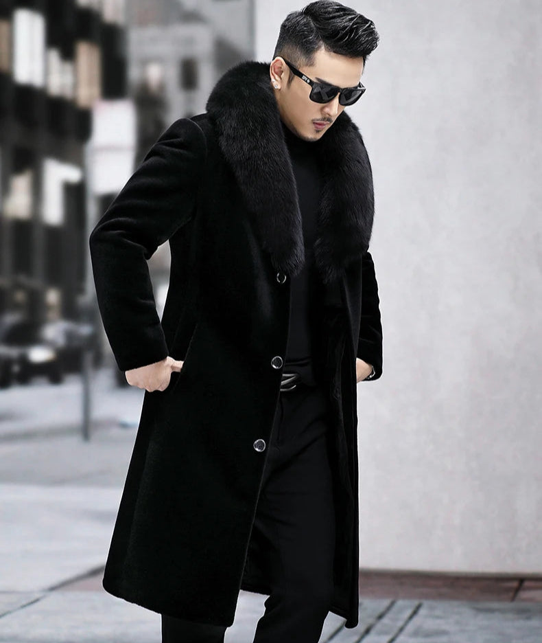 Big Fur Collar Long Down Wool Coats