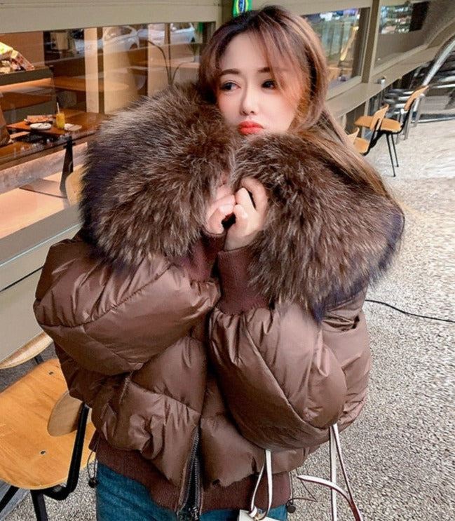 Real Fur Loose Duck Down Puffer Coats