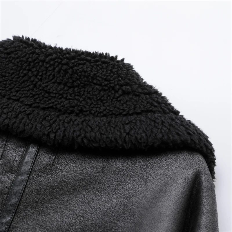 Moto PU Jackets Faux Fur Fleece