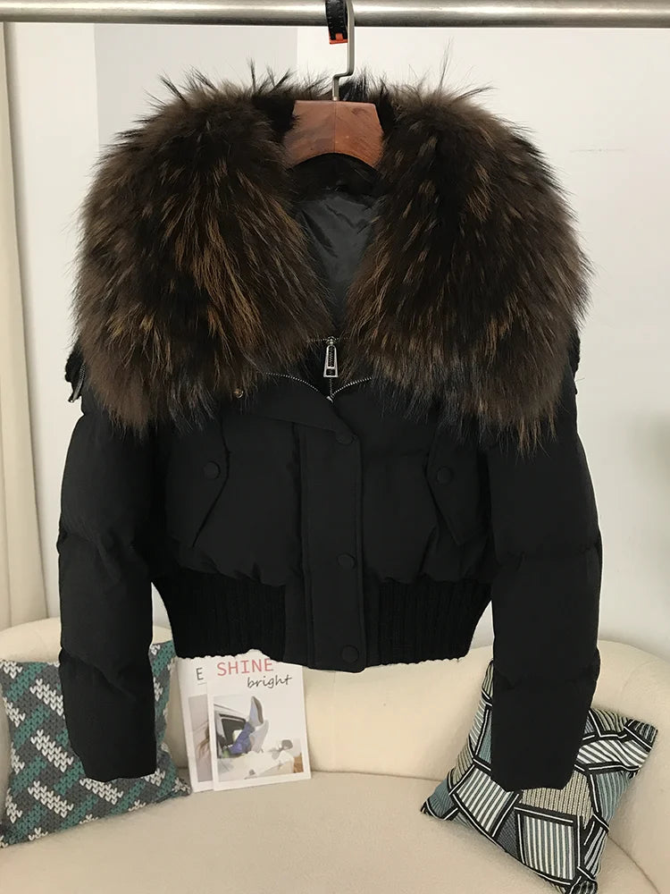 Real Fur Collar Duck Down Short Jackets