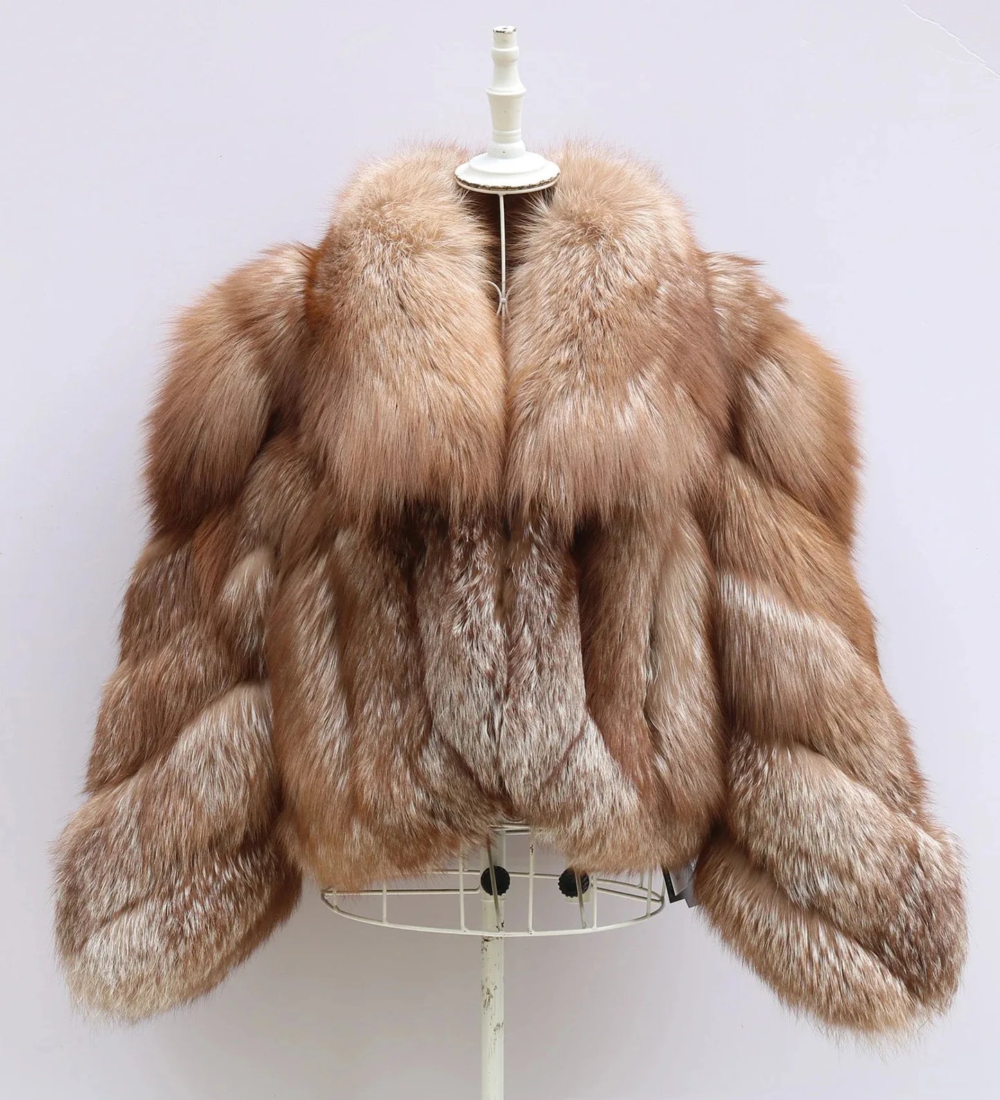 Cropped Pattern Real Fox Fur Coats