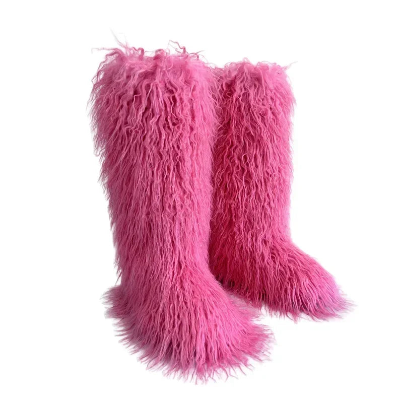 Faux Fur Knee High Snow Boots