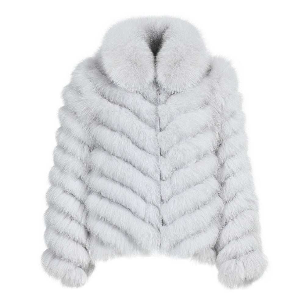 Reversible Knitted Real Fur Coats Silk Liner