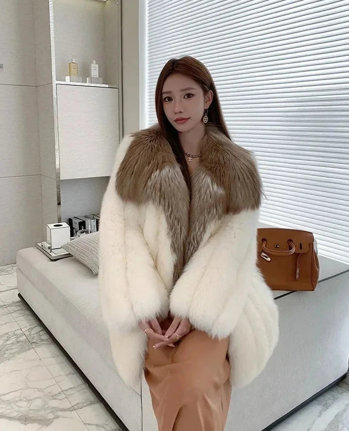 Luxury Big Collar Real Fox Fur Coats