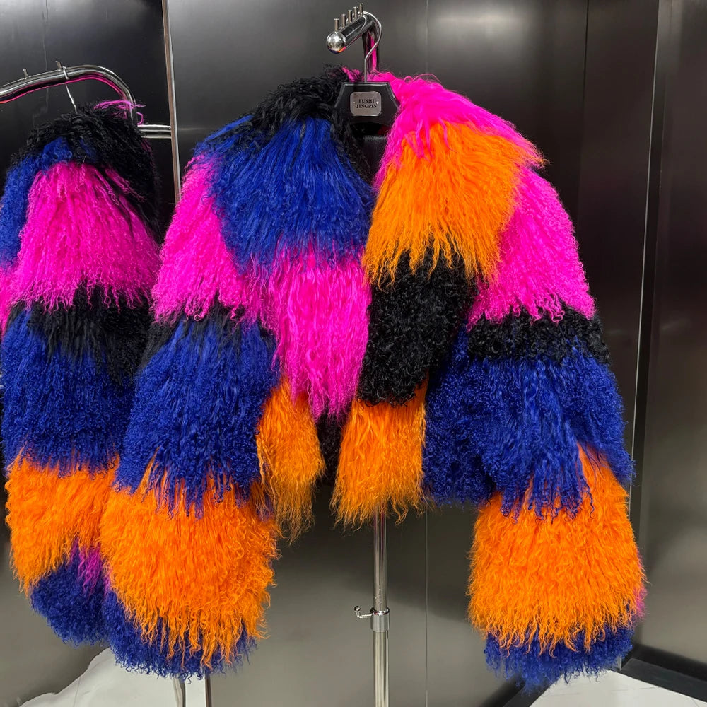 Cropped Real Mongolian Sheep Fur Coats