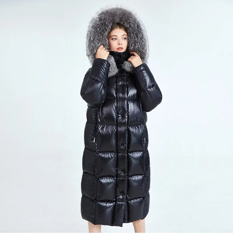 Waterproof X Long Duck Down Puffer Coats Real Fur Parka