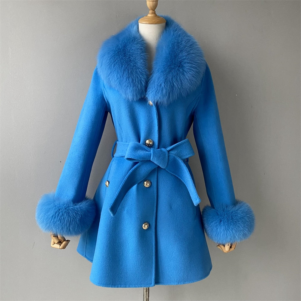 Cashmere Coats Real Fur Collar & Cuffs