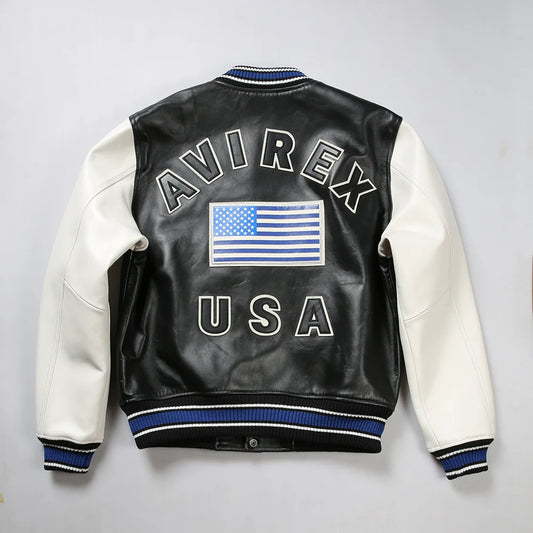 Genuine Leather Jacket Letterman Style