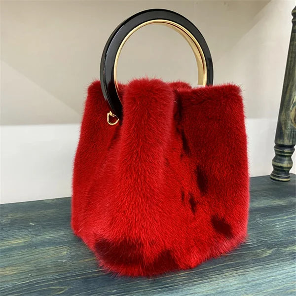 Luxury Real Mink Fur Handbag Purses